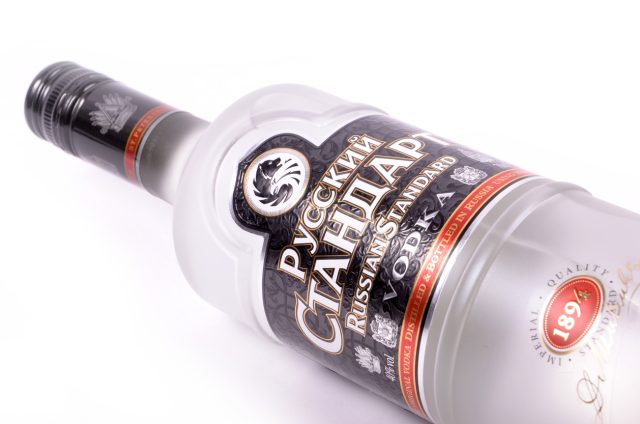 A bottle of Russian Standard Vodka